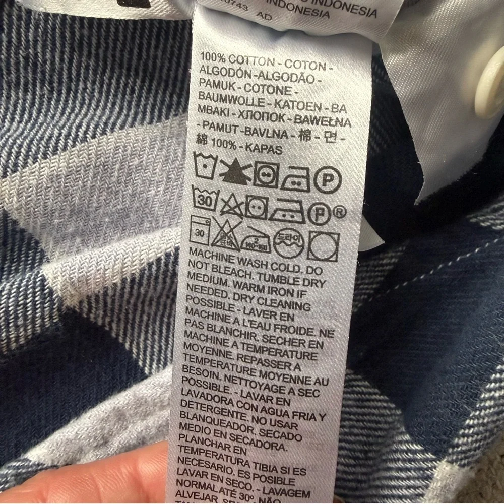 Levi’s SilverTab Men’s XXL 100% Cotton Flannel Shirt Blue White Buffalo Plaid - Picture 11 of 11